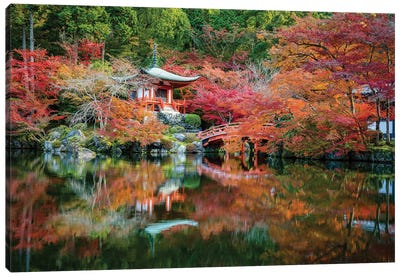 Autumn Leaves At The Daigo-Ji Temple In Kyoto, Japan Canvas Art Print - Asia Art