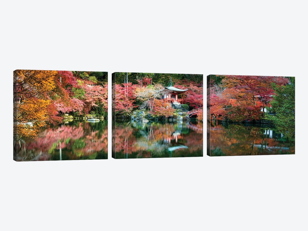 Panoramic View Of The Daigo-Ji Temple In Autumn, Kyoto, Japan by Jan Becke 3-piece Canvas Art Print