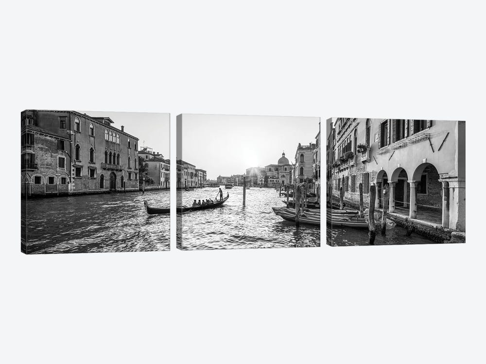 Gondola Ride Along The Grand Canal In Venice, Italy by Jan Becke 3-piece Canvas Wall Art