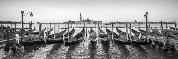 Venice: Panoramic View Of San Giorgio Maggiore With Gondolas, Venice, Italy by Jan Becke