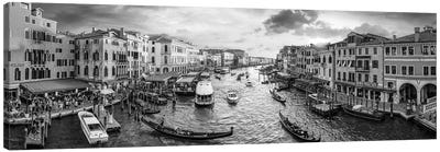 Panoramic View Of The Grand Canal At Sunset, Venice, Italy Canvas Art Print - City Sunrise & Sunset Art