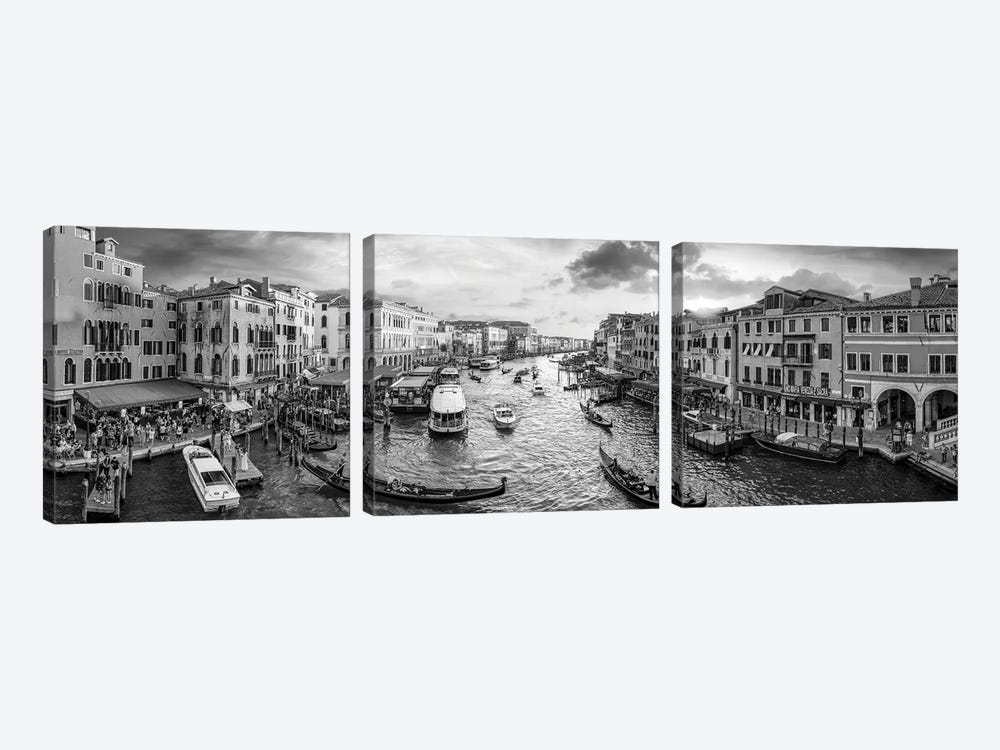 Panoramic View Of The Grand Canal At Sunset, Venice, Italy by Jan Becke 3-piece Canvas Print
