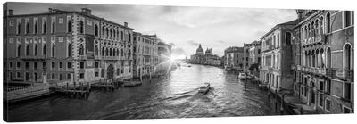 Panoramic View Of The Grand Canal At Sunrise, Venice, Italy Canvas Art Print - Panoramic Cityscapes