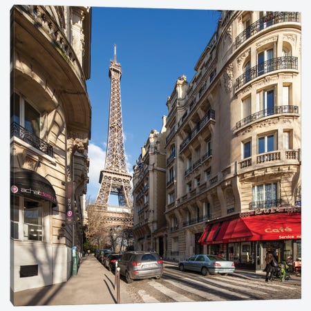 Rue De Buenos-Aires With View Of The Eiffel Tower, Paris, France Canvas Print #JNB854} by Jan Becke Canvas Print