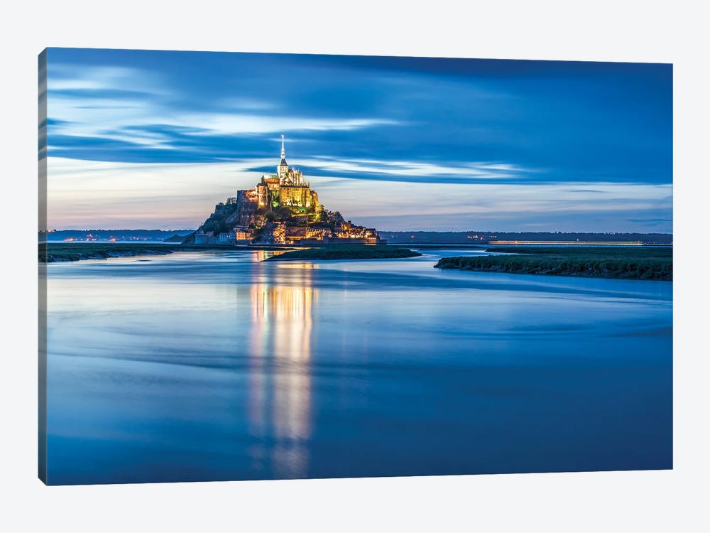 Mont Saint Michel At Night, Normandy, France by Jan Becke 1-piece Canvas Art Print