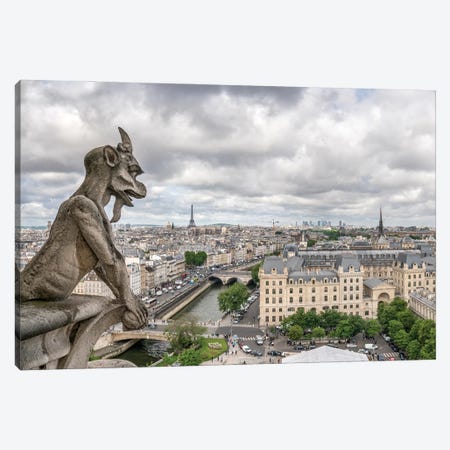 Notre Dame Gargoyle And Skyline Of Paris, France Canvas Print #JNB860} by Jan Becke Art Print