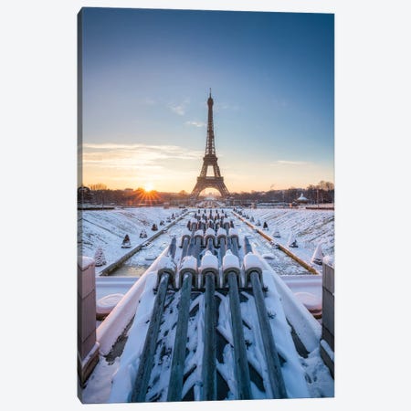 Jardins Du Trocadéro And Eiffel Tower At Sunrise, Paris, France Canvas Print #JNB865} by Jan Becke Canvas Artwork