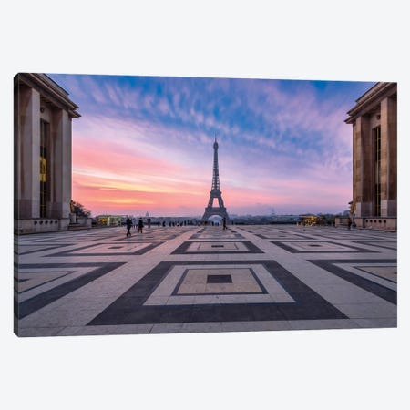 Place Du Trocadéro And Eiffel Tower At Sunrise, Paris, France Canvas Print #JNB867} by Jan Becke Canvas Art