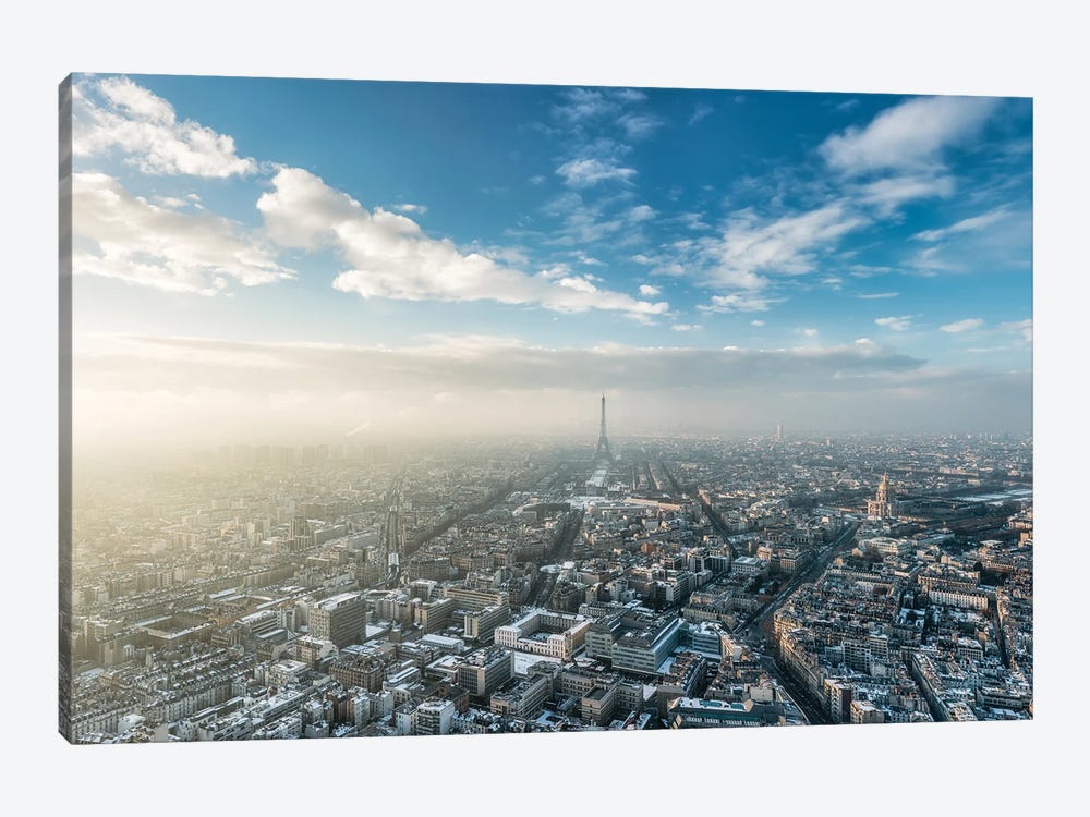 Aerial View Of The Paris Skyline In Winter by Jan Becke 1-piece Canvas Art