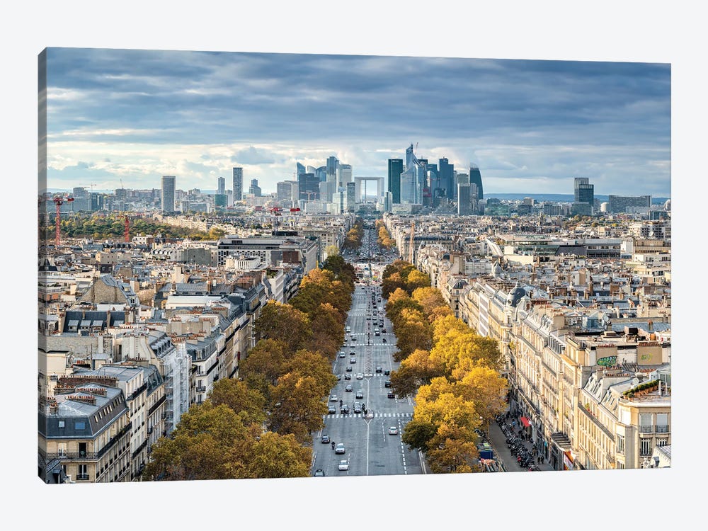 Avenue De La Grande Armée And La Défense In Autumn, Paris, France by Jan Becke 1-piece Canvas Print