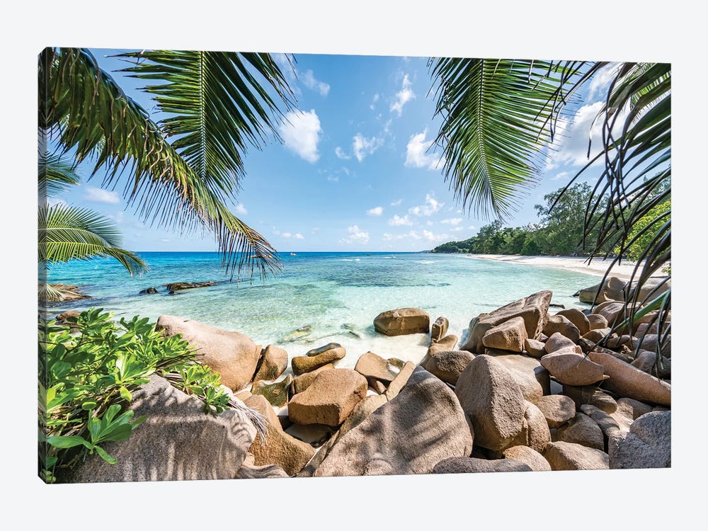 Red Rocks At The Anse Lazio by Jan Becke 1-piece Canvas Print