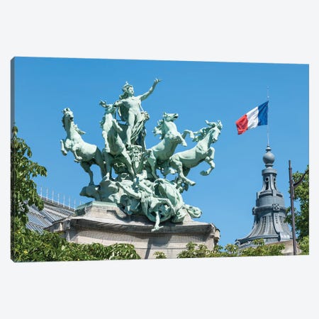 The Grand Palais Recipon's Bronze Statue Of Flying Horses And Chariot, Paris, France Canvas Print #JNB872} by Jan Becke Canvas Artwork