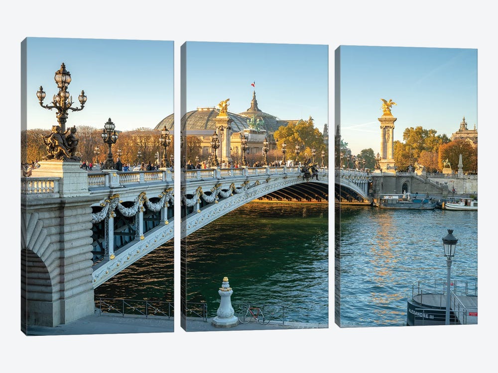 Pont Alexandre Iii And Grand Palais In Autumn, Paris, France by Jan Becke 3-piece Canvas Art