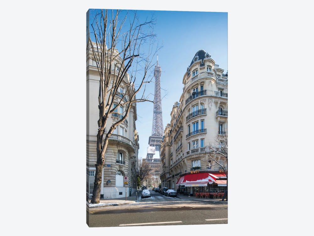 Rue De Buenos Aires With View Of The Eiffel Tower In Winter, Paris, France by Jan Becke 1-piece Art Print