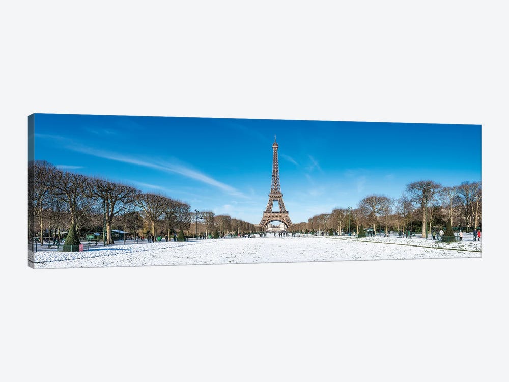 Panoramic View Of Champs De Mars And Eiffel Tower In Winter, Paris, France by Jan Becke 1-piece Canvas Print