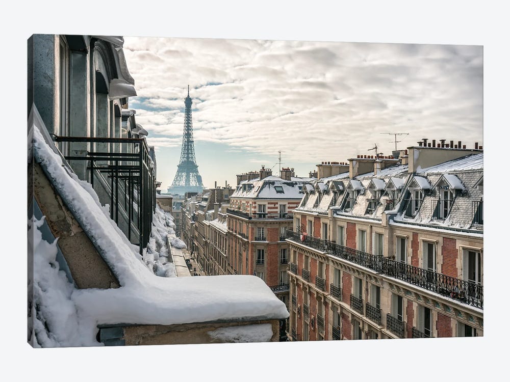 Rooftops Of Paris In Winter With View Of The Eiffel Tower by Jan Becke 1-piece Art Print