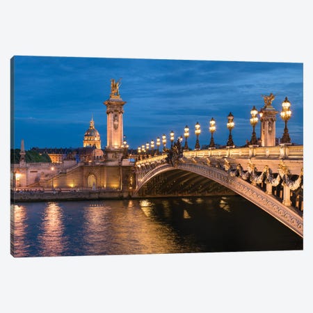 Les Invalides And Pont Alexandre Iii At Night, Paris, France Canvas Print #JNB879} by Jan Becke Canvas Wall Art