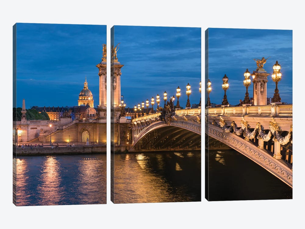 Les Invalides And Pont Alexandre Iii At Night, Paris, France by Jan Becke 3-piece Canvas Artwork