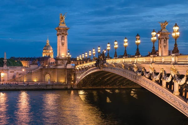 Les Invalides And Pont Alexandre Iii At Night, Paris, France