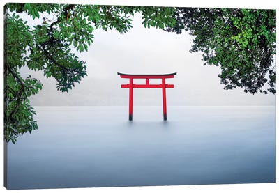 Red Torii Gate Canvas Art Print - Zen Garden