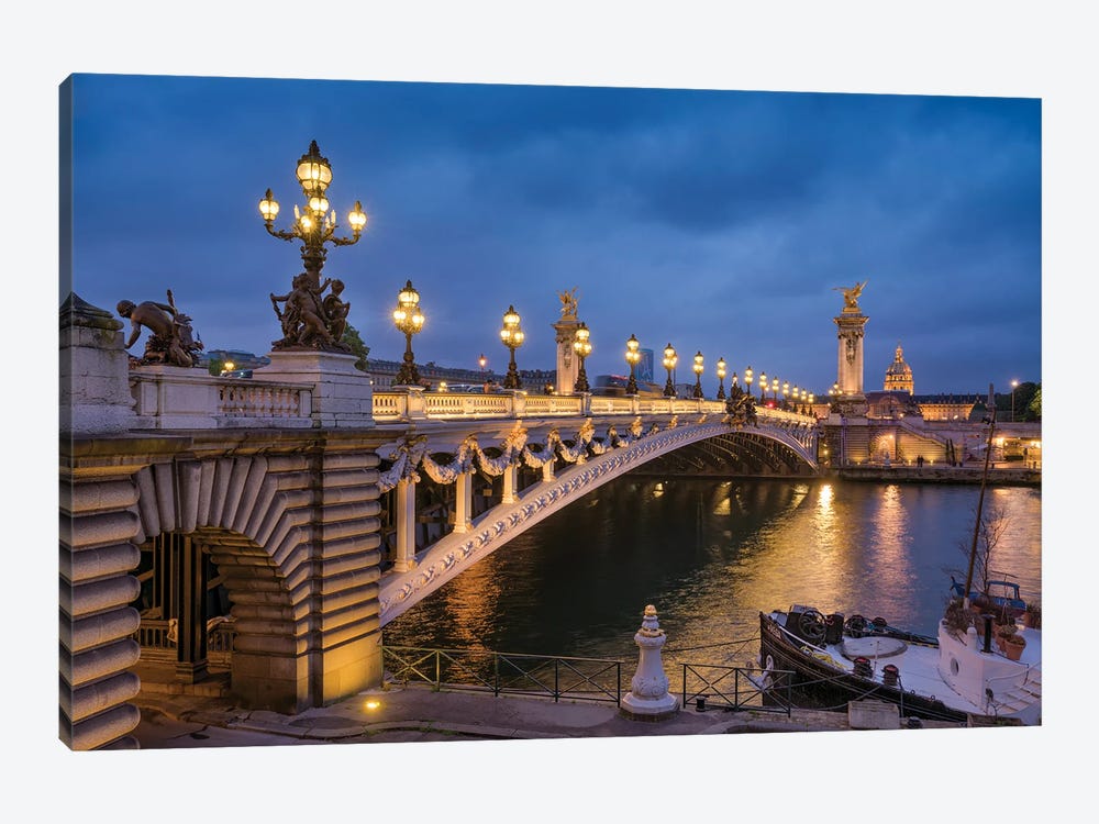 Pont Alexandre III At Night, Paris, France by Jan Becke 1-piece Canvas Artwork