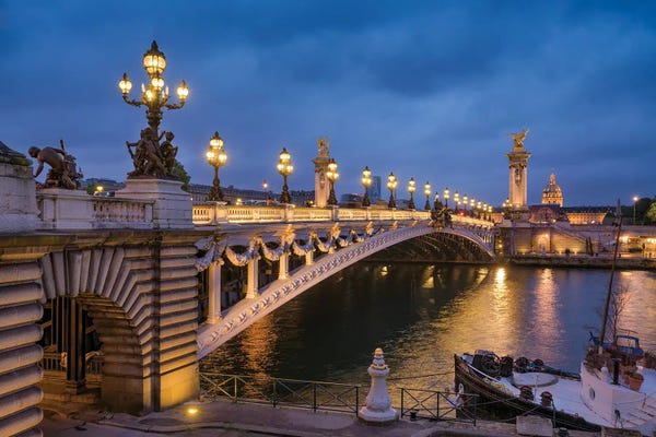 Paris Photography: Pont Alexandre III At Night, Paris, France by Jan Becke