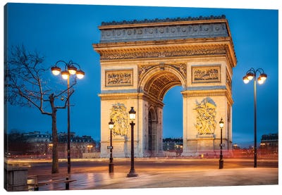 Arc De Triomphe At The Place Charles De Gaulle, Paris, France Canvas Art Print - Famous Monuments & Sculptures