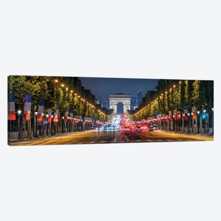 Panoramic View Of The Avenue Des Champs-Élysées And Arc De Triomphe, Paris, France Canvas Print #JNB888} by Jan Becke Art Print