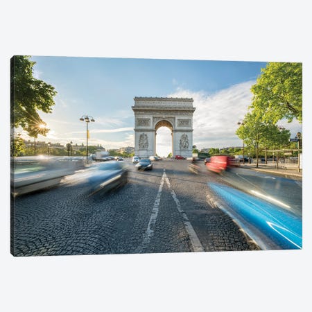 Place Charles De Gaulle And Arc De Triomphe, Paris, France Canvas Print #JNB890} by Jan Becke Canvas Artwork