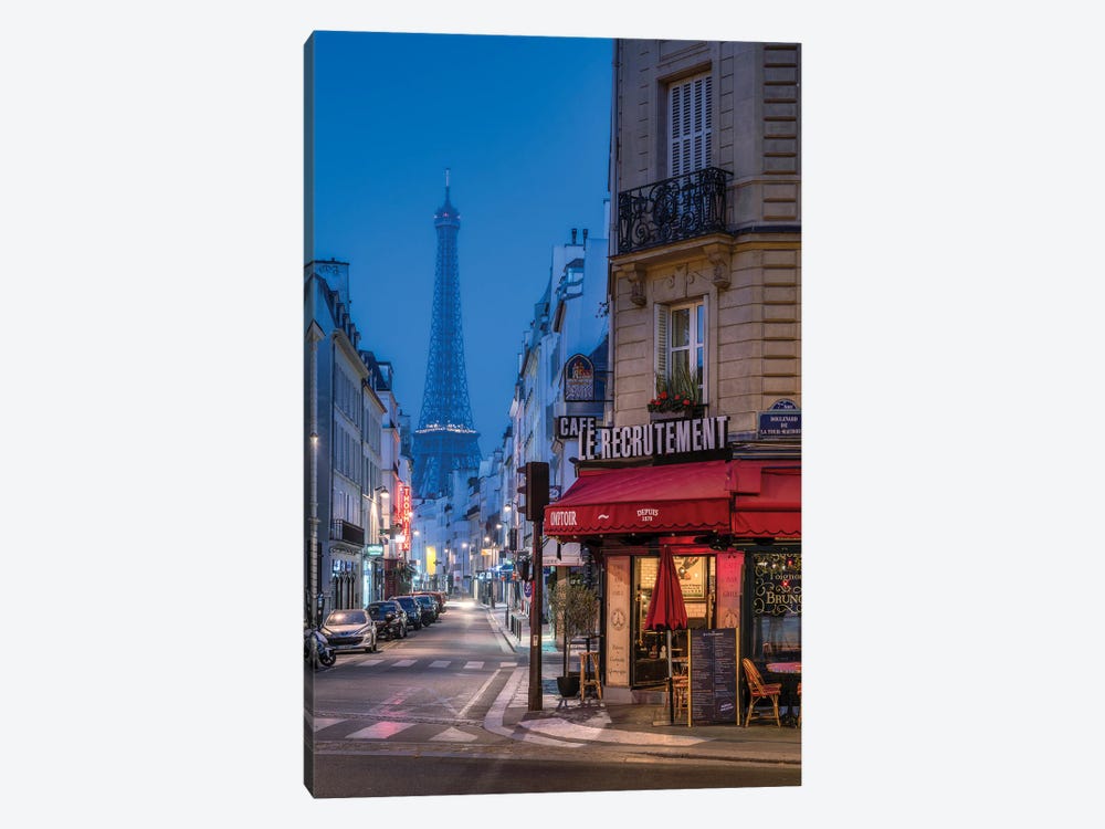 Rue Saint-Dominique And Eiffel Tower At Night, Paris, France by Jan Becke 1-piece Canvas Wall Art