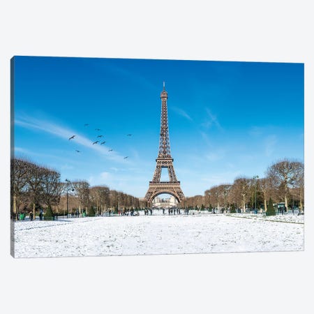 Champs De Mars And Eiffel Tower In Winter Canvas Print #JNB898} by Jan Becke Canvas Art