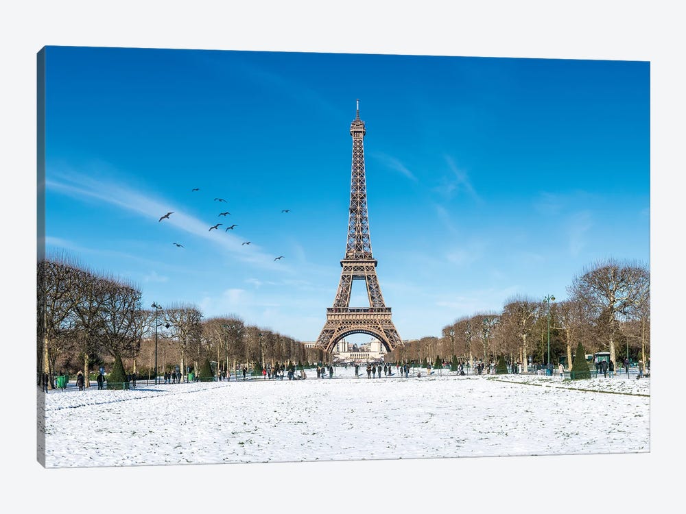 Champs De Mars And Eiffel Tower In Winter by Jan Becke 1-piece Art Print