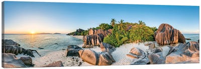 Beach Anse Source D'Argent At Sunset Canvas Art Print - Seychelles