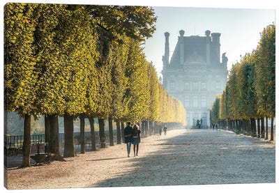 Jardin Des Tuileries And Louvre Museum In Paris, France Canvas Art Print - The Louvre Museum