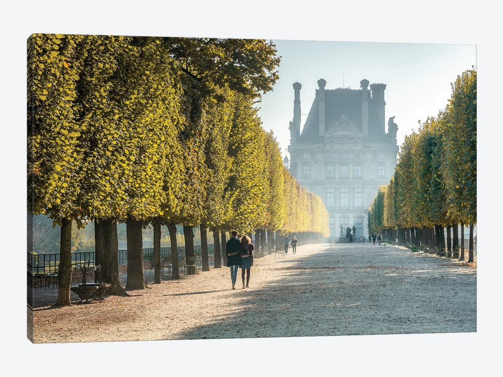 Jardin Des Tuileries And Louvre Museum In Paris, France by Jan Becke 1-piece Canvas Art