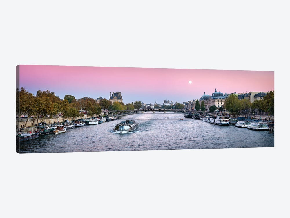 Panoramic View Of The Banks Of The Seine With Notre Dame In The Background, Paris, France by Jan Becke 1-piece Canvas Art Print
