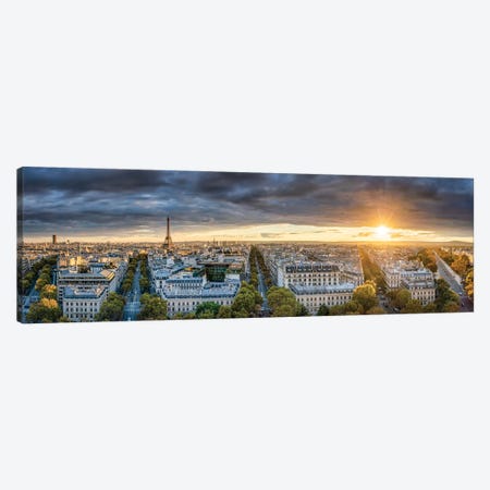 Paris Skyline Panorama At Sunset With View Of The Eiffel Tower Canvas Print #JNB905} by Jan Becke Art Print