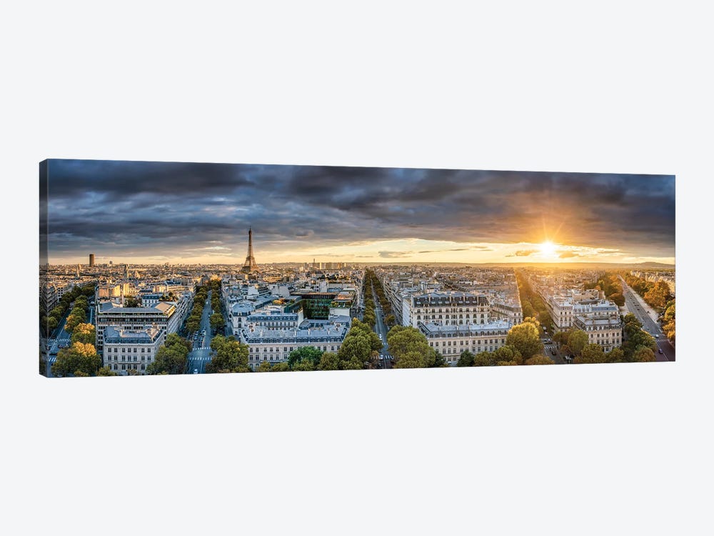 Paris Skyline Panorama At Sunset With View Of The Eiffel Tower by Jan Becke 1-piece Canvas Artwork