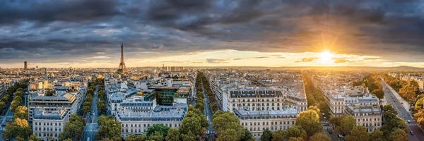 Towers: Paris Skyline Panorama At Sunset With View Of The Eiffel Tower by Jan Becke
