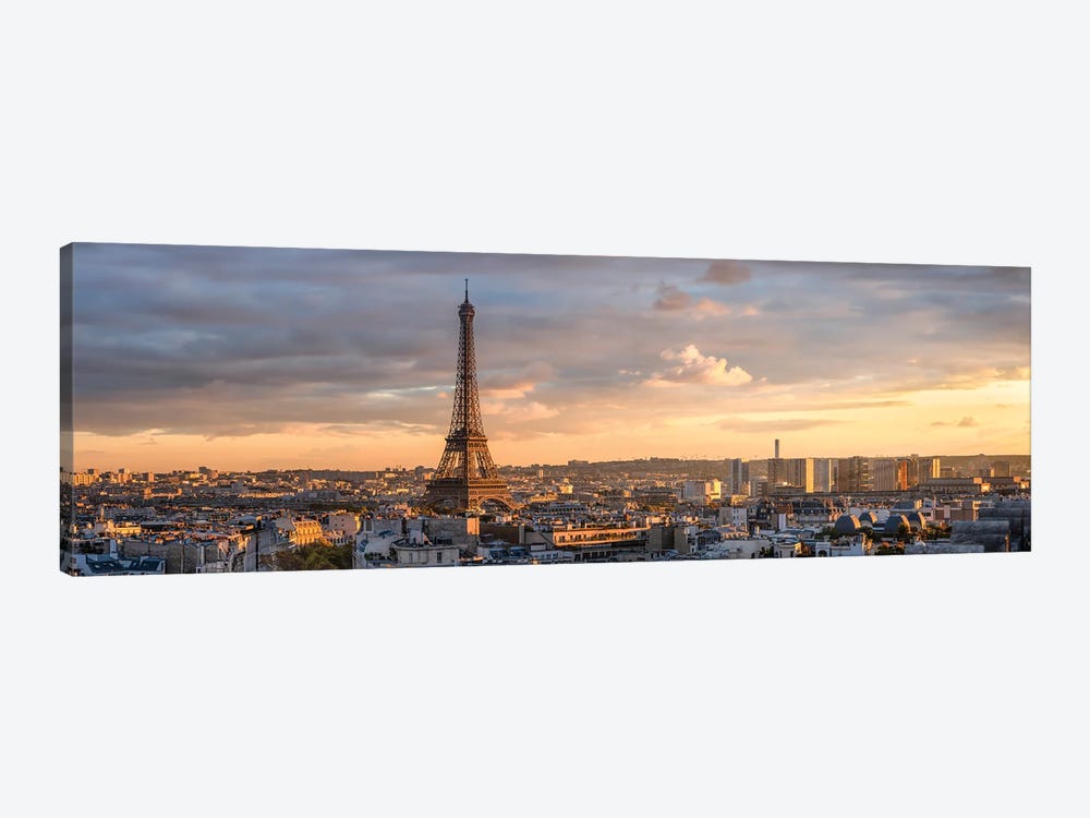 Paris Skyline At Sunset With View Of The Eiffel Tower by Jan Becke 1-piece Canvas Art Print