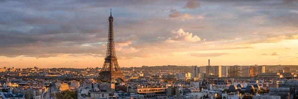 Aerial Photography: Paris Skyline At Sunset With View Of The Eiffel Tower by Jan Becke