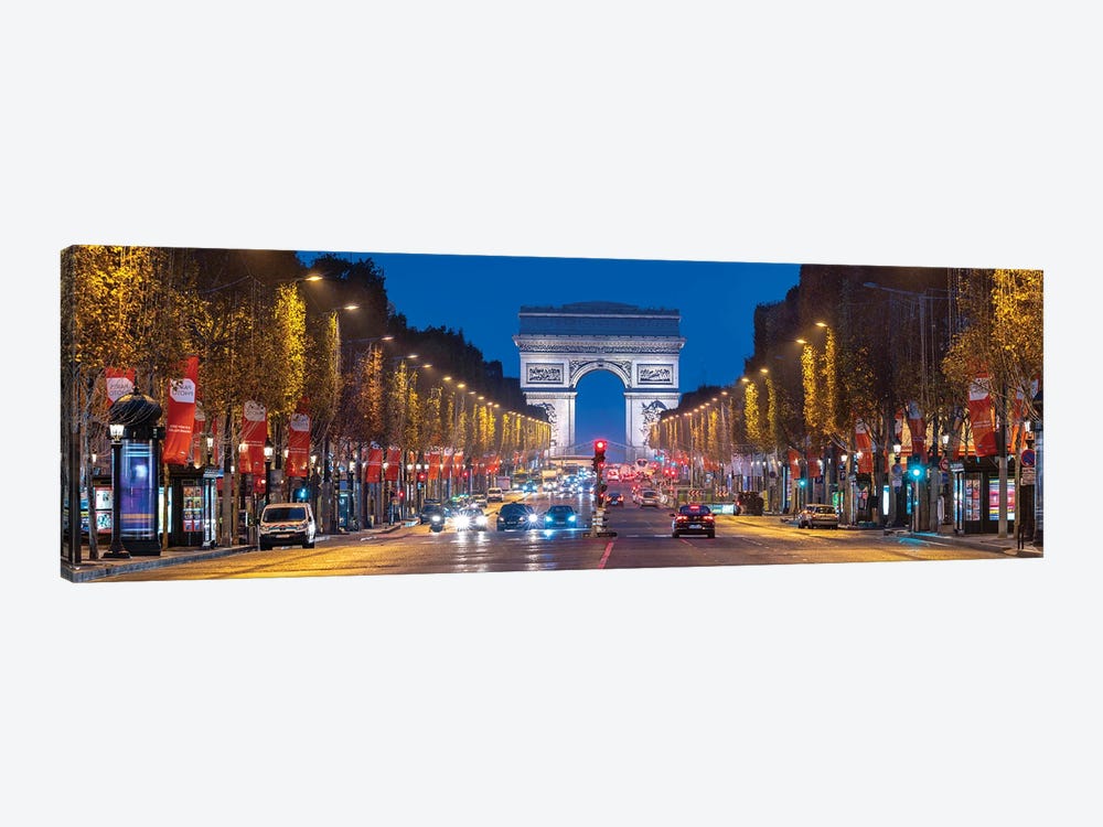 Avenue Des Champs-Élysées And Arc De Triomphe At Night, Paris, France by Jan Becke 1-piece Canvas Art