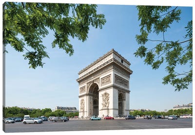 Arc De Triomphe In Summer At The Place Charles De Gaulle, Paris, France Canvas Art Print - Arc de Triomphe