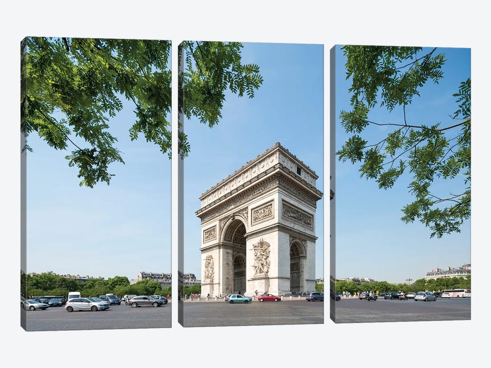 Arc De Triomphe In Summer At The Place Charles De Gaulle, Paris, France by Jan Becke 3-piece Canvas Print