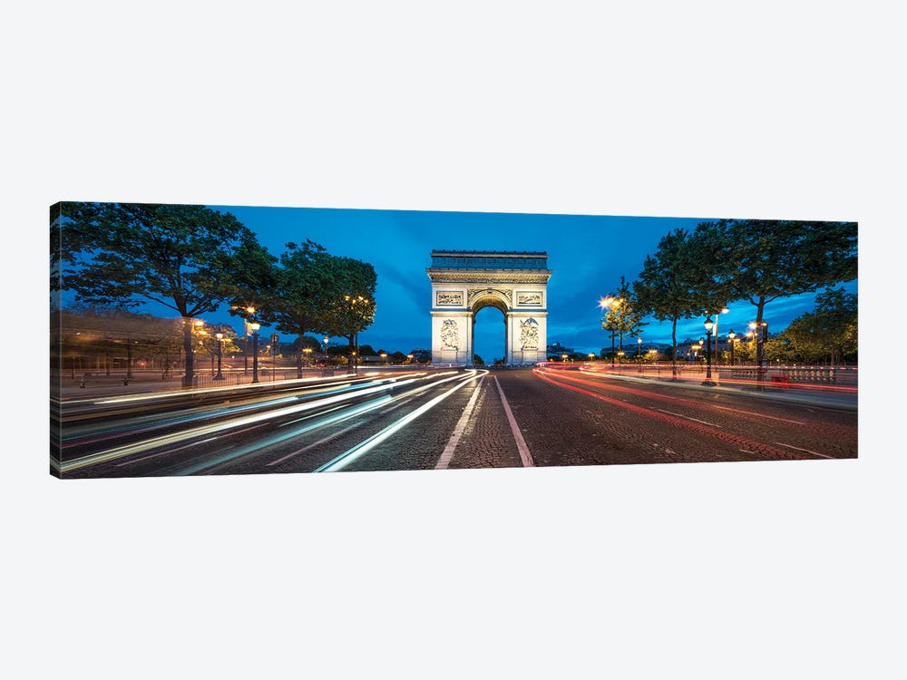 Panoramic View Of The Arc De Triomphe At Dusk, Paris, France by Jan Becke 1-piece Canvas Artwork