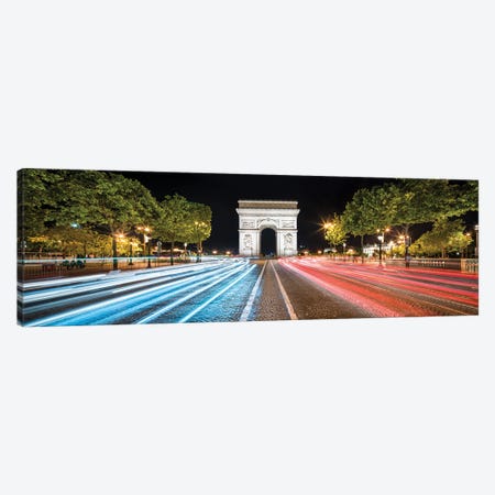 Panoramic View Of The Arc De Triomphe At Night, Paris, France Canvas Print #JNB924} by Jan Becke Art Print
