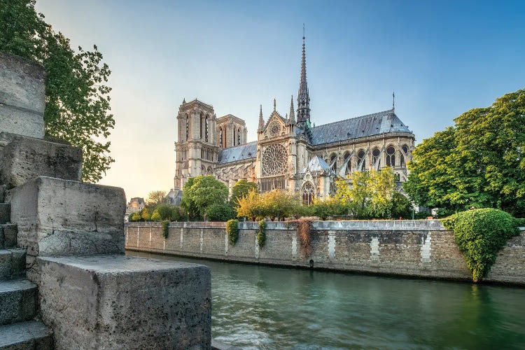 Notre-Dame De Paris Along The Banks Of The Seine, Paris, France