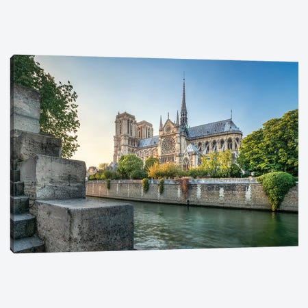 Notre-Dame De Paris Along The Banks Of The Seine, Paris, France Canvas Print #JNB927} by Jan Becke Art Print