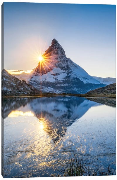 Riffelsee And Matterhorn Canvas Art Print - Switzerland