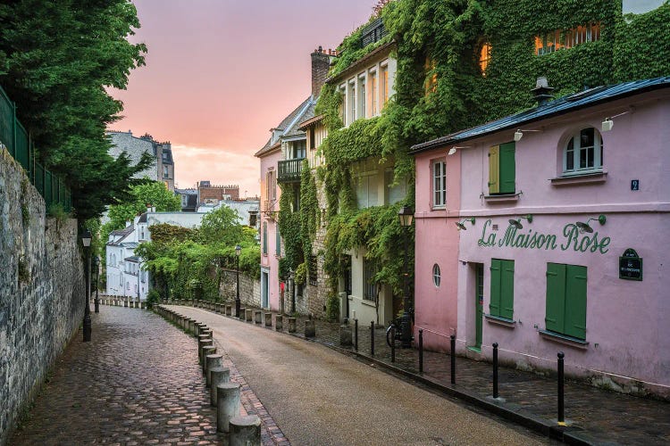 Street In Montmartre At Sunset, Paris, France